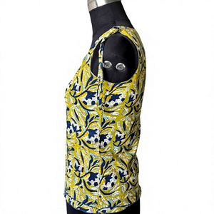 Fashionable <b>Bohemian</b> Cotton Square Collar Tank <b>Top</b> with Floral Printed Tie-Strap Shoulders - Product Image 4