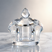 Petite boîte à bagues en cristal, modèle goutte d'eau à facettes coniques, base verte, en verre K9, pour demande en mariage et mariage
