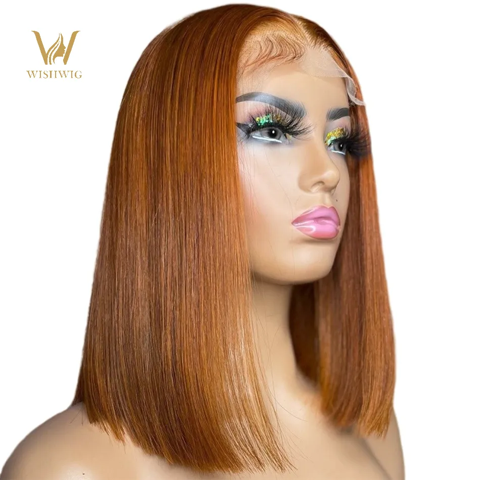 Raw Hair Vendors Cuticle Aligned Virgin Brazilian 360 Full Lace Human Hair 2# 4# Brown Color Short Bob Wigs For Black Women