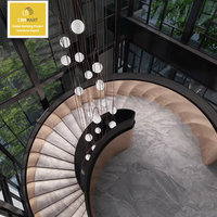 Escaleras de Caracol de Madera y Vidrio Curvo Modernas y Elegantes de CBMmart para Uso en Interiores, Escalones de Diseño para Apartamentos