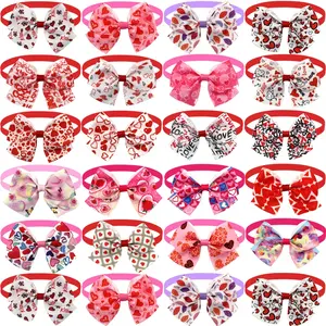 Pequeño perrito Día de San Valentín pajarita Collar amor Rosa niña perros corbata verano suministros para mascotas accesorios Material de tela - Product Image 1