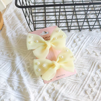 Jepit rambut pita kupu-kupu jala, jepit rambut mutiara plastik aksesori rambut DIY cantik manis untuk BB anak-anak perempuan