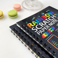 Ensemble d'art pour enfants : 10 pages de papier à gratter DIY, carnet de dessin à gratter, papier à gratter arc-en-ciel