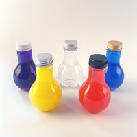 Bouteille à boisson en forme d'ampoule de 2oz 4oz 6oz 8oz 300ml, bouteille en plastique créative PET de qualité alimentaire, bouteille à thé au lait à la mode