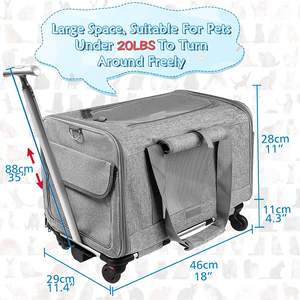 JW <span class=keywords><strong>PET</strong></span> rolling seyahat havayolu onaylı köpek taşıyıcı, evcil hayvan taşıyıcı, tekerlekli haddeleme evcil hayvan taşıyıcı dış mekan teli havalandırma - Product Image 5