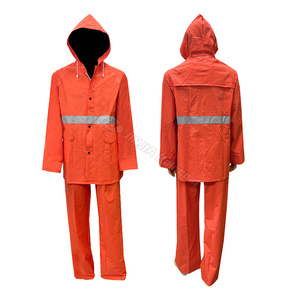 Combinaison <span class=keywords><strong>de</strong></span> pluie en PVC orange jaune <span class=keywords><strong>de</strong></span> sécurité imperméable avec logo personnalisé, réfléchissante, résistante, en polyester PVC pour les travailleurs - Product Image 4