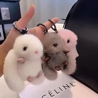 Porte-clés en peluche lapin adorable brodé en coton PP super doux de qualité supérieure - Breloque pour sac à dos et accessoire pour téléphone portable |   Stress
