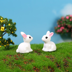 Figuras de Conejo Blanco, Artesanía de Resina, Decoración del Hogar Hecha a Mano, Adornos en Miniatura WX-38 - Product Image 2