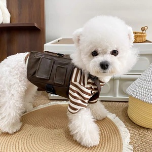 Chaleco de trabajo retro para mascotas, marrón, con correas ajustables de camuflaje para perros, chaleco sin mangas de poliéster - Product Image 2