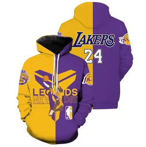 Classic Black Mamba 24 Purple Gold Printed Jersey Legends Never Die 3D Printing Hoodies Men Casual Oversized Pullover Sweater