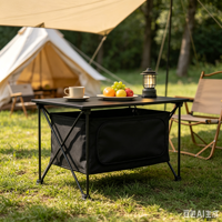 Table de cuisine extérieure moderne en métal portable avec cuisinière pliable, table de pique-nique légère pour le camping, les dîners, les ateliers et l'utilisation en ferme