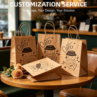 Sacs en papier kraft brun en gros avec impression personnalisée, sacs cadeaux en stock, sacs à emporter pour la restauration rapide, sacs de courses à poignée torsadée