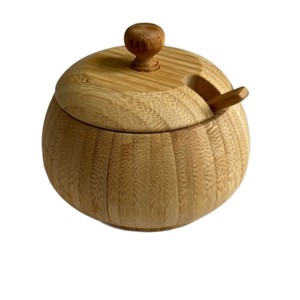 Salière en bambou avec cuillère, couleur bois naturel, pot à condiments résistant à l'humidité pour assaisonnements solides en cuisine - Product Image 5