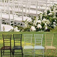 Vente en gros de chaises Chiavari en résine plastique dorées, argentées et blanches pour mariages, événements, traiteurs et banquets