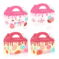 Boîtes en papier pliables portables en forme de donut pour fournitures de fête transfrontalières du Zhejiang, sacs à bonbons, emballages cadeaux d'anniversaire personnalisables