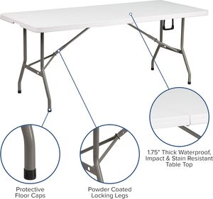 Pli en plastique direct d'usine en demi table avec serrure et poignée pour une utilisation en extérieur - Product Image 3