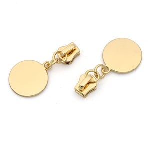 Cloxy DIY bolsa de Ropa Accesorios de costura #5 tirador de cremallera de Metal dorado claro con etiqueta redonda bolsa de ropa deslizador de cremallera #5 - Product Image 1