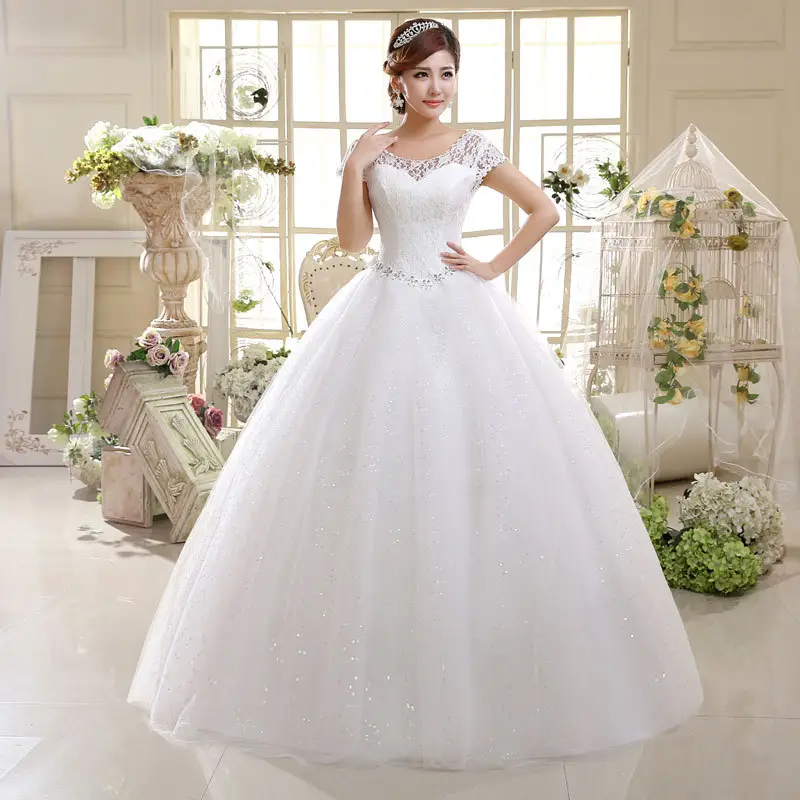 2022 Cheap Wholesale New Style Plus Size Bridal Dress Women White and Red 2 Color Lace Gown Wedding Dress