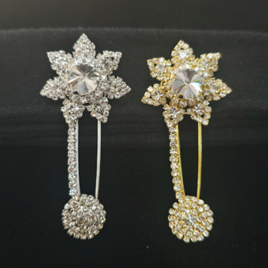 Bros Pin Pengaman Xulin Vintage Royal Blue Sapphire Sunflower Full Crystal <span class=keywords><strong>Rhinestone</strong></span> Applique untuk Gaun Pernikahan & Gaun Malam - Product Image 1