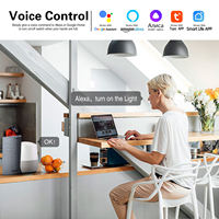 SIXWGH 120 Interrupteur mural tactile intelligent Tuya WiFi 4 gangs robuste avec contrôle vocal via l'application Tuya et panneau en verre trempé pour Alexa Google Home