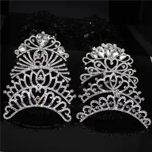 Aksesori Rambut Pengantin Berlian Imitasi untuk Anak, Aksesori Perhiasan Mahkota Putri Tiara untuk Pesta untuk Anak