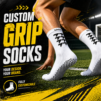 Chaussettes de sport respirantes en maille tricotée personnalisées pour le football, la course à pied, chaussettes mi-mollet avec grip antidérapant en Spandex/Coton