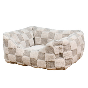 Patrón de rayas Extraíble Lavable Estera gruesa para mascotas Perrera grande para perros Invierno Cálido Perrera para gatos Cama para perros Forma cuadrada Cartón embalado - Product Image 4