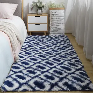 Nuovo stile pile alto, PV fleece Modern Accent geometry design 3D printed floor carpet kids bedroom fluffy ultra soft rug/