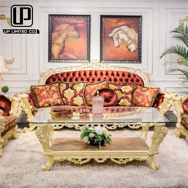 Private Custom Hand Carving Turkish High End Classic Living Room Furniture Wooden Structure Fabric Upholstered Sofa Set Fabric