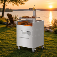 Barbecue au charbon de bois en acier inoxydable de qualité supérieure avec chariot, grills Asado et kit barbecue haut de gamme pour usage commercial