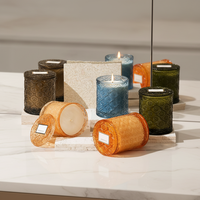 Bougie parfumée de Noël, pot en verre rose gaufré, bougie en cire de soja naturelle, bougie aromathérapeutique pour la décoration de la maison