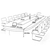 Table de conférence longue taille personnalisée bureau de direction moderne à surface solide pour salle de réunion
