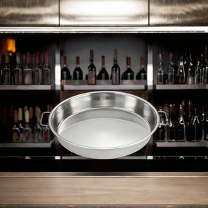 Plateau de service multifonctionnel en acier inoxydable poli, écologique, pour cuisine de restaurant, idéal pour les gâteaux, les pizzas, la cuisson, avec poignée, pour les fêtes - Product Image 3