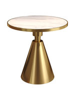 Table d'appoint de luxe en métal au design nordique avec plateau en marbre et dalle de pierre pour salon, balcon, hôtel, chevet – Table à thé pour petit appartement