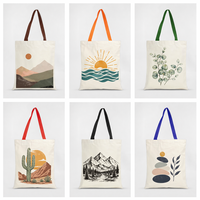 Sac fourre-tout en toile avec poignée en sangle colorée, logo personnalisé, réutilisable, écologique, sac de shopping en coton pliable pour la promotion