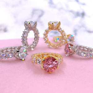 แหวนแต่งงานหรูหราสำหรับผู้หญิง แหวนนิ้วแต่งงาน แหวนเพชร CZ ทรงกลมขนาดใหญ่ งานแฮนด์เมด พร้อมส่ง - Product Image 3