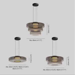 Lustre en verre Kruger, couleur chocolat, luminaire suspendu LED pour la décoration intérieure - Product Image 2
