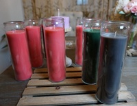 Bougies votives religieuses de qualité économique, 7 jours, en forme de pilier, dans un bocal en verre, en cire de paraffine, sans flamme, pour Pâques et l'église, couleur grise