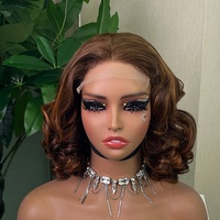 Perruque à fermeture en dentelle 5x5 haute densité 300% Super Double Drawn pour cheveux bouclés 14-18 pouces, cheveux Remy vietnamiens noirs, sans perte de cheveux