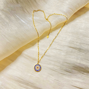 Daisy Petal Pendant <b>Necklace</b> Gold Plated <b>Titanium</b> Steel Colorfast Everyday Wear Unisex - Product Image 4