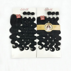 Nouveau style dropshipping mixte extension de cheveux humains, vague de corps emballé <span class=keywords><strong>m</strong></span>élange de cheveux humains mixte animal <span class=keywords><strong>m</strong></span>élangé cheveux synthétiques usine 22 - Product Image 2