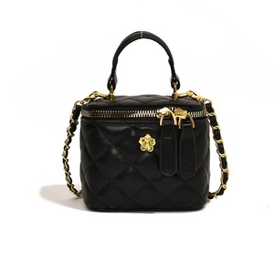 New for Women's <b>Mini</b> Box <b>Bag</b> with Chains Solid Color Hand-Held Small Square Camellia Design Breathable & Durable - Product Image 1