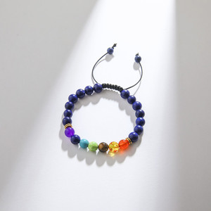 Handmade Woven <b>Bracelet</b> 8mm Round Beads Volcanic Rock Crystal Adjustable Gift Jewelry - Product Image 2