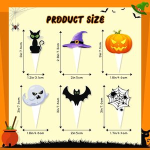 Décoration de gâteau d'Halloween moderne : 24 drapeaux de sorcière en papier pour cupcakes, idéaux pour les gâteaux d'anniversaire - Product Image 6