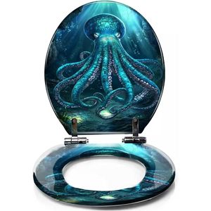 DERUINVAIO calmar géant natation mystique caverne sous-marine Art impression résine siège de toilette coloré à fermeture lente PP/UF matériel - Product Image 1