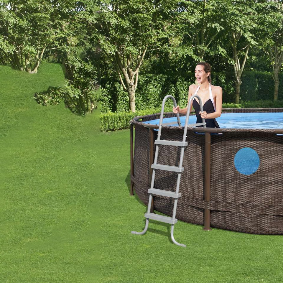 56725 ротанговый Круглый Бассейн высокого качества, семейный большой каркас, открытый бассейн