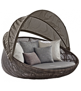 New Garden Round <strong>Daybed</strong> Aluminum Rattan <strong>Outdoor</strong> Sun Lounger Patio Garden Rattan Day Bed <strong>With</strong> <strong>Canopy</strong> - Product Image 1