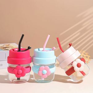 Vaso de Vidrio Reutilizable para Jugo o Leche, Diseño Floral, Portátil, para Estudiantes, Gran Capacidad, Color y Logotipo Personalizables - Product Image 2