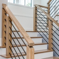 Balustres ronds en fer de 16 mm horizontaux pour rampes d'escalier, contemporains, résistants à la rouille, à fixation au sol, pour usage intérieur