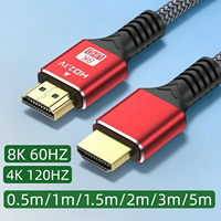 Câble vidéo tressé mâle-mâle HDTV 2.1 48 Gbit/s 8K 60Hz HDR Effet 3D pour ordinateur, projecteur et home cinéma